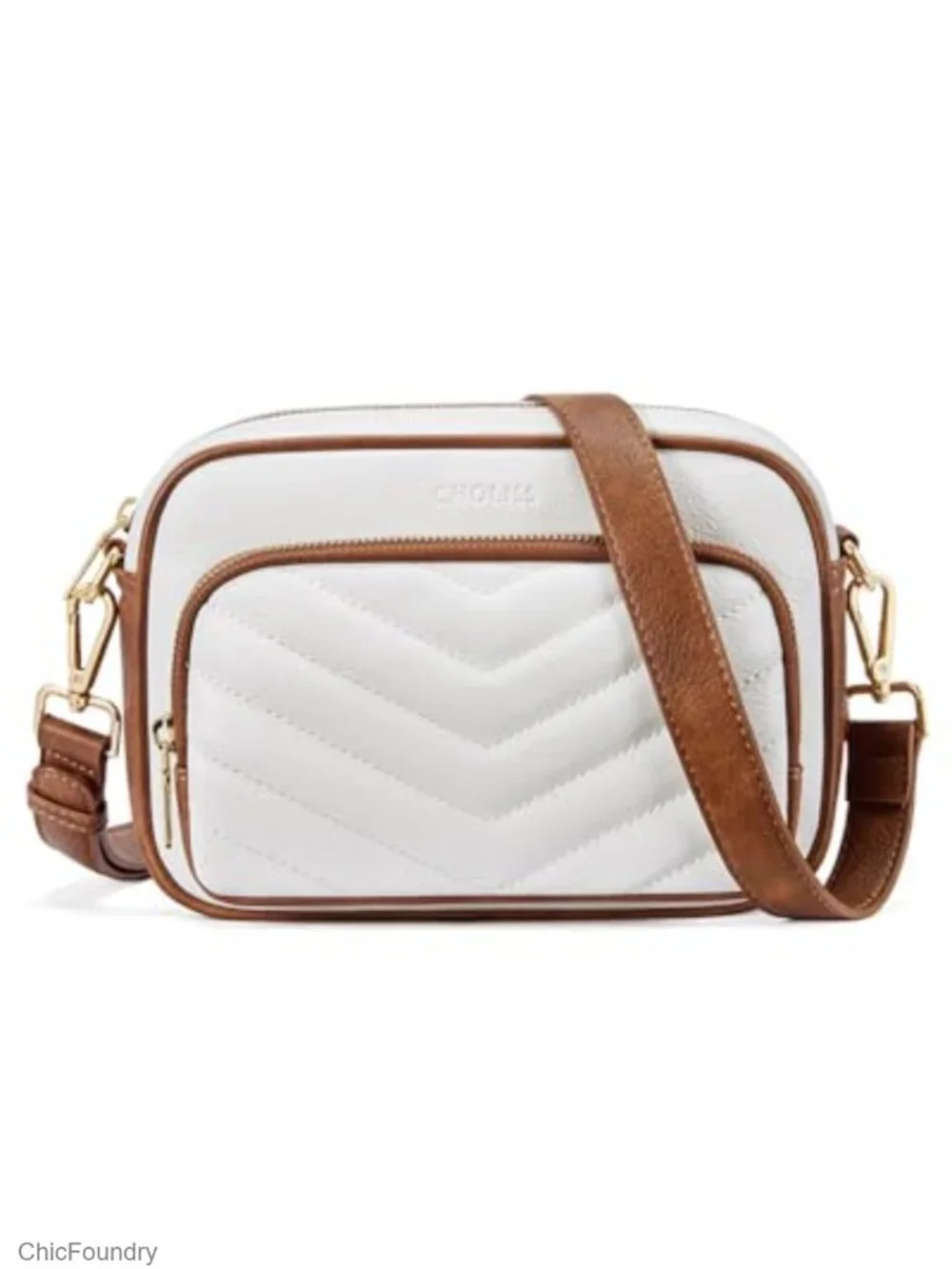 Quilted Crossbody Bag with Built-in RFID Wallet Vegan Leather